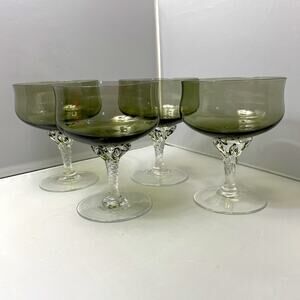 4‎ Sasaki Coronation Smoke Grey Glass Champagne Coupe Cocktail Dessert